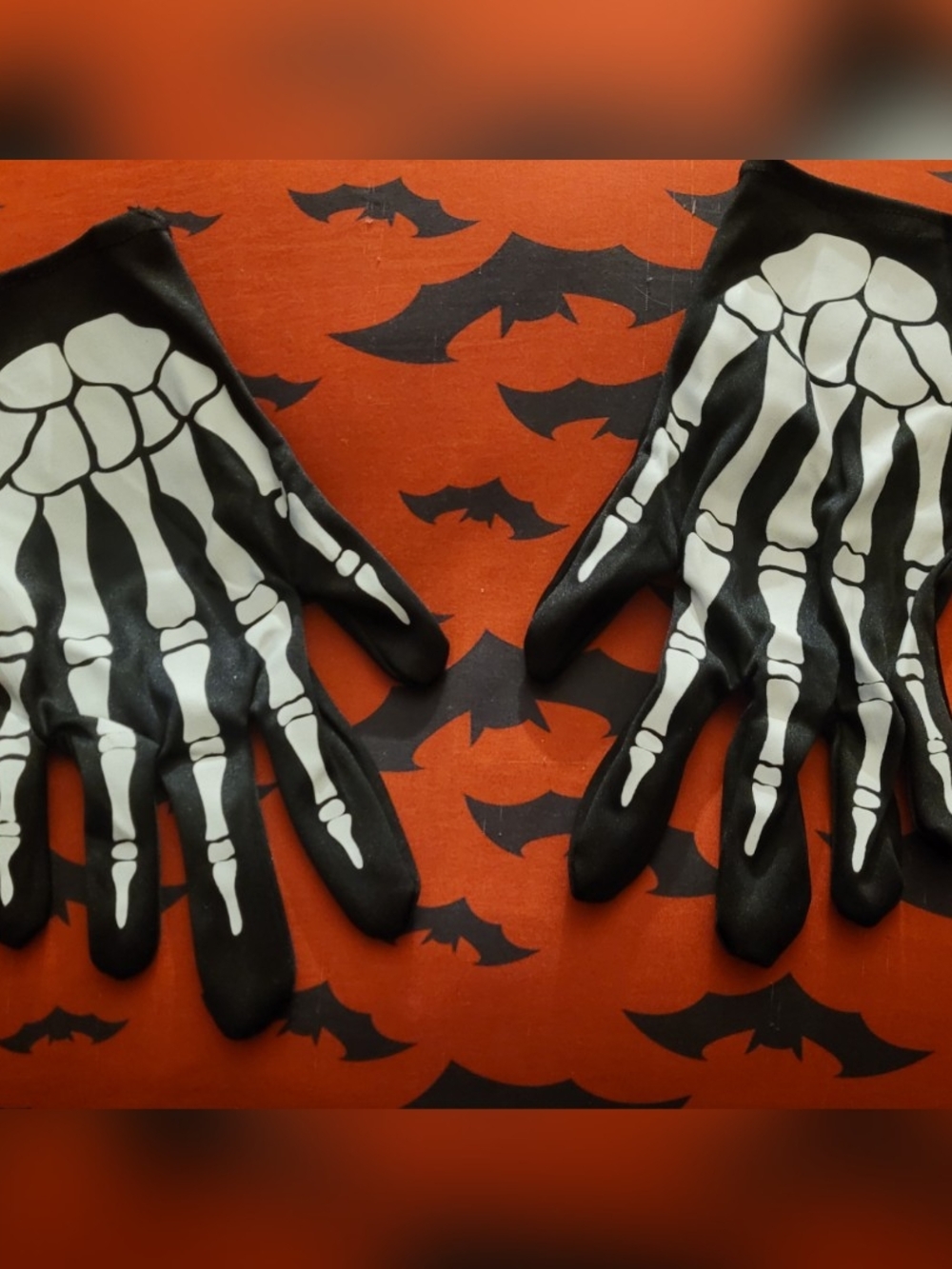 Skeleton Print Black Gloves for Kids Costume Dance